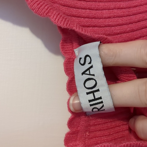 RIHOAS Pink Ribbed Knit Tank Top Sleeveless Stretch Knit Rosette Small - Picture 3 of 4